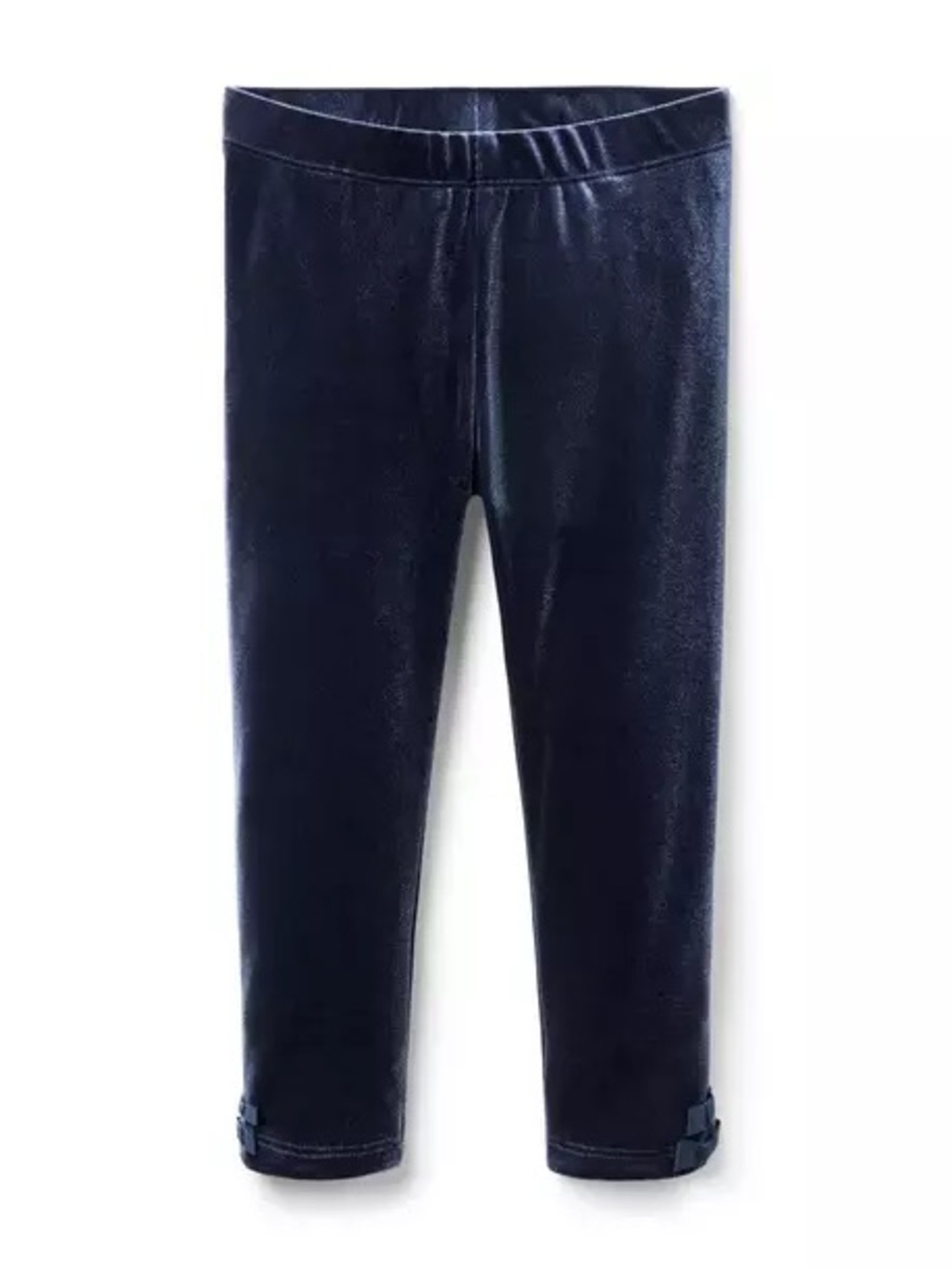 Janie and Jack Navy Blue Velvet Bow Leggings 4T